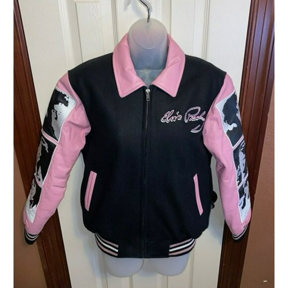 Vintage Elvis Presley Limited Edition Womens Black Pink Jacket W/ Graphic Sleeve - Picture 5 of 10